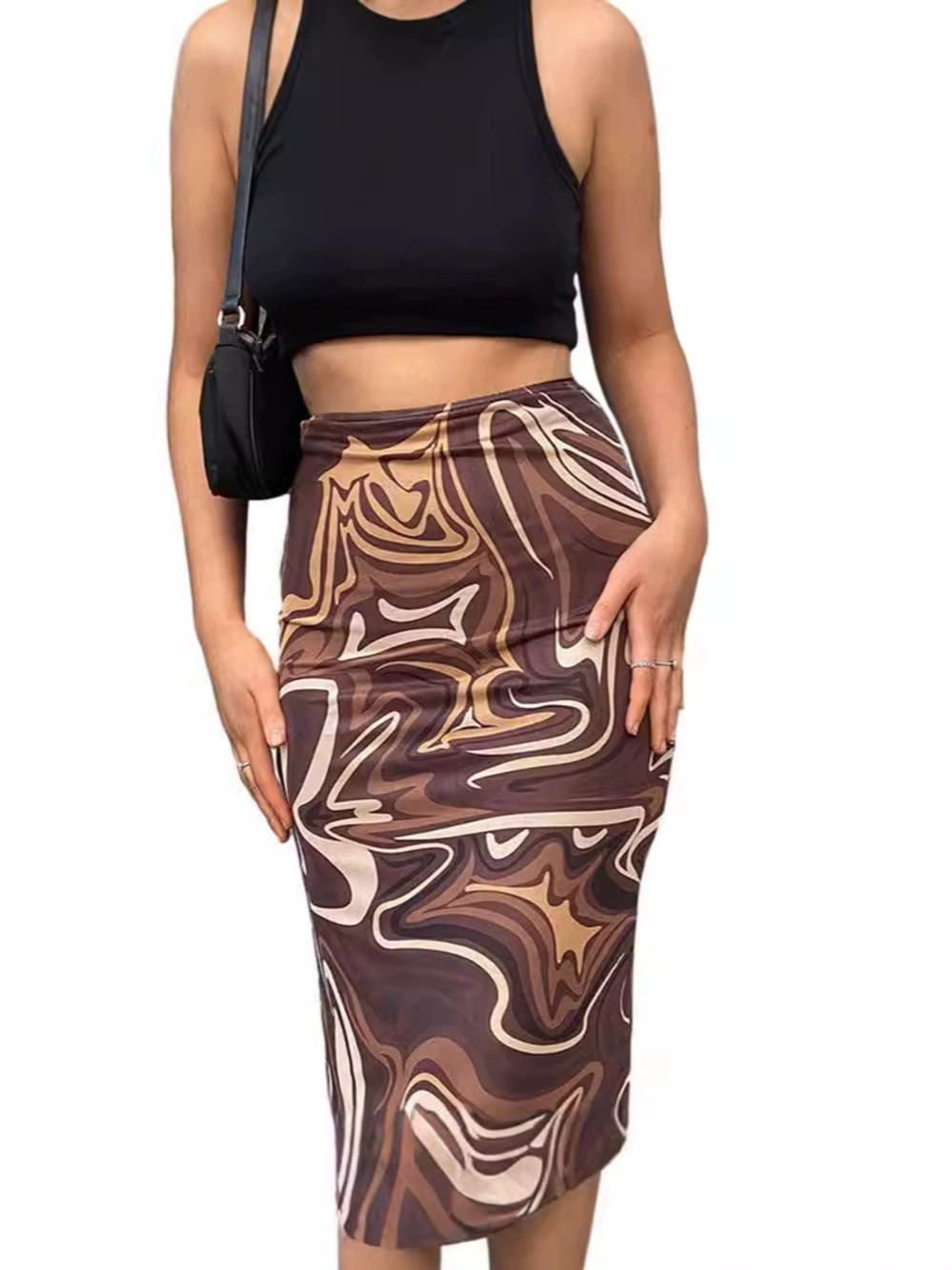 Zara Fall Winter High Waist Bodycon Floral Print Midi Skirt